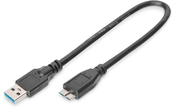 Digitus USB 3.0 Kabel USB-A auf Micro-B, 0,25m, schwarz (AK-300117-003-S), Bild 2
