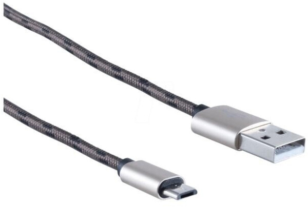Shiverpeaks USB-A auf Micro-USB-B Kabel Nylon, braun, 0,9m (BS14-50079), Bild 2