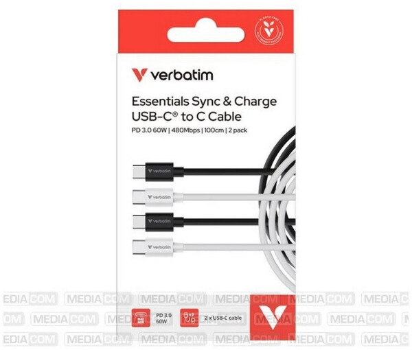 Verbatim Essentials USB-C auf USB-C Kabel USB 2.0 60W 2er-Pack (32391), Bild 5