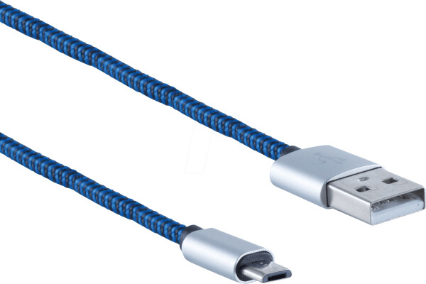 Shiverpeaks USB-Kabel USB-A auf Micro-B Nylon blau 0,9m (BS14-50020), Bild 3