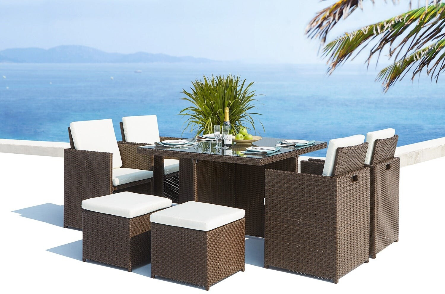 Concept Usine Monaco Gartensitzgruppe 8 Personen, stapelbar, Flechtoptik braun/weiß (221871) ab 1.019,90 € (Oktober 2026)