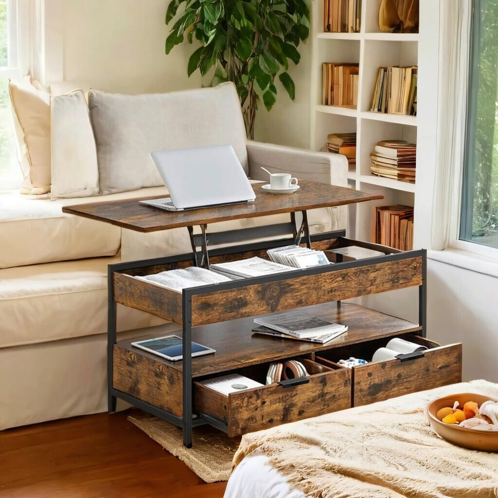 Mid.you Couchtisch braun/schwarz, Metall/Holzwerkstoff, 2 Schubladen, 50x48-62x100cm (002543028705) ab 73,59 € (Oktober 2026)