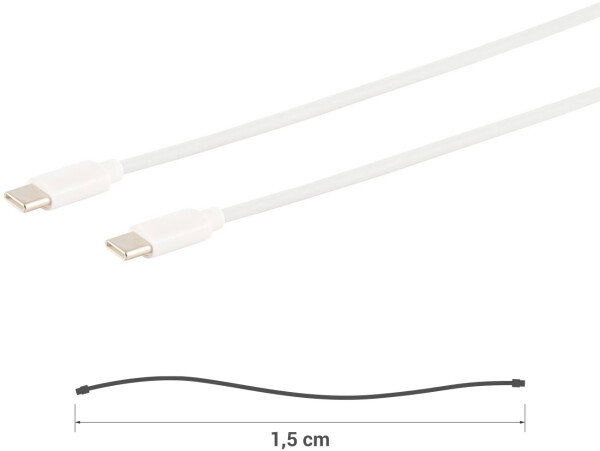 S-Conn USB-C Ladekabel 2.0, ABS, weiß, 1,5m (14-12052), Bild 3