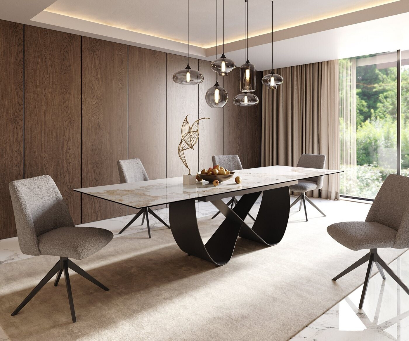 DeLife Edge Esstisch ausziehbar 200-300x100cm Keramik weiß-beige, Metall schwarz (40519) ab 1.889,90 € (Oktober 2026)