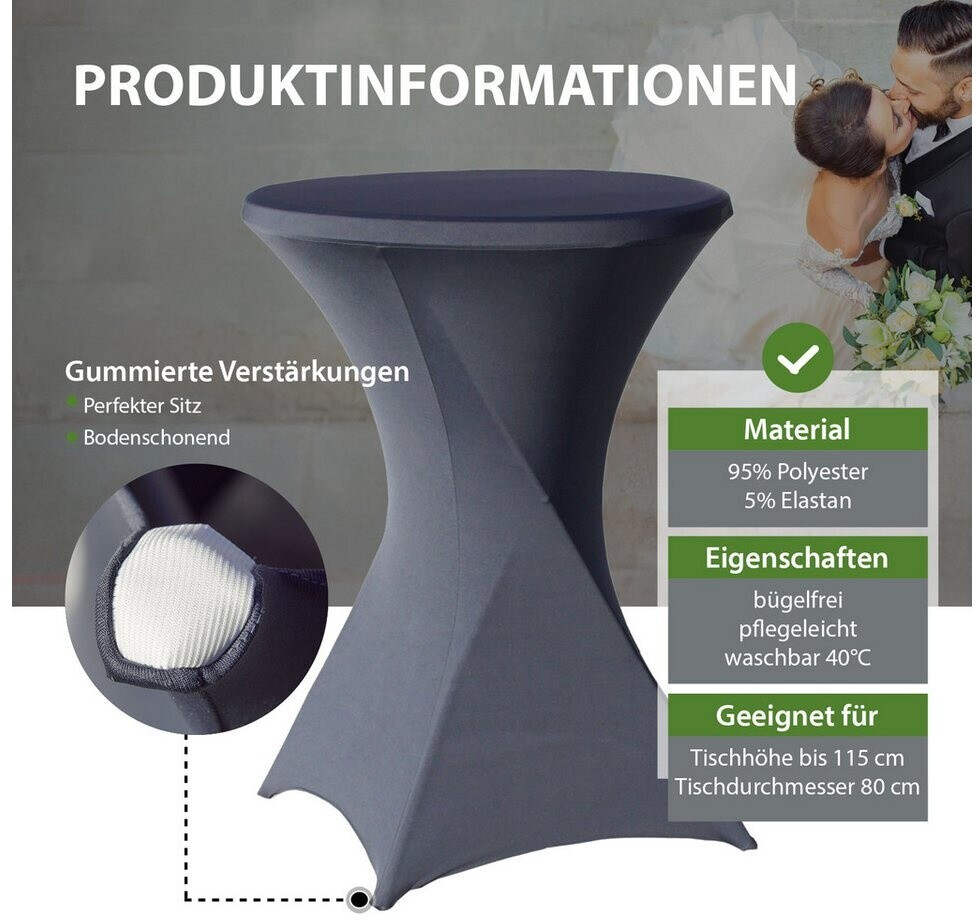 Trutzholm Stehtisch klappbar Ø80cm weiß mit Husse anthrazit, bügelfrei (8952901) ab 79,99 € (Oktober 2026)
