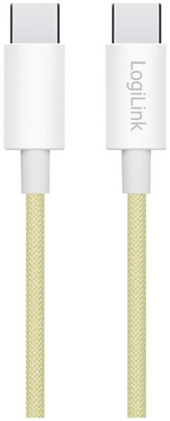 LogiLink USB-C auf USB-C Kabel USB 2.0, Nylon, 60W, 1m, gelb (CU0353), Bild 6
