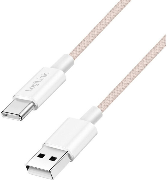 LogiLink USB 2.0 Kabel USB-A zu USB-C, Nylon, 60W, 1,5m, rosa (CU0325)
