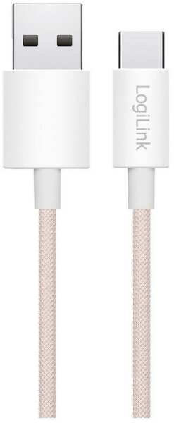LogiLink USB 2.0 Kabel USB-A zu USB-C, Nylon, 60W, 1,5m, rosa (CU0325), Bild 6