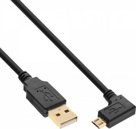 InLine Micro-USB Kabel gewinkelt, USB-A auf Micro-USB B, 0,5m, schwarz (31705T)