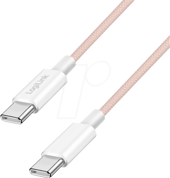 LogiLink USB-C auf USB-C 2.0 Kabel Nylon 480Mbit/s 60W rosa 0,5m (CU0343)
