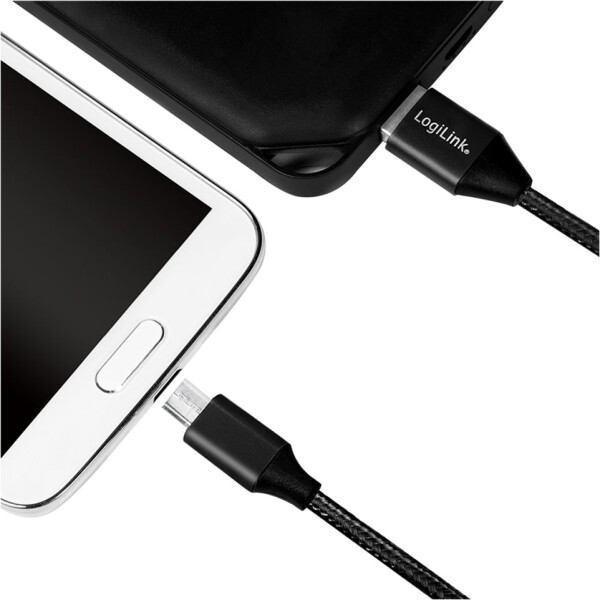LogiLink USB 2.0 Kabel Typ-A zu Micro-USB, schwarz, 0,3m (CU0143), Bild 2