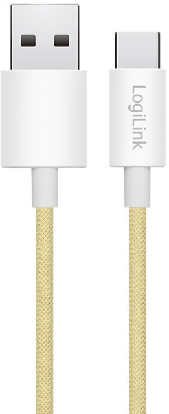 LogiLink USB 2.0 Kabel USB-A zu USB-C, Nylon, 60W, gelb, 1m (CU0333), Bild 5