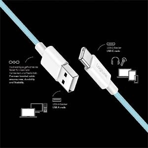 LogiLink USB 2.0 Typ-C Kabel USB-A zu USB-C, Nylon, blau, 1m, 60W (CU0330), Bild 2