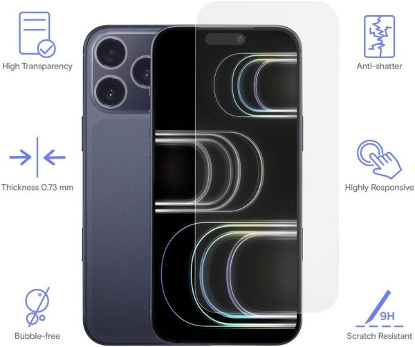 Renkforce iPhone 17 Pro Max Panzerglas-Displayschutz 9H Anti-Fingerprint (RF-6830758), Bild 2