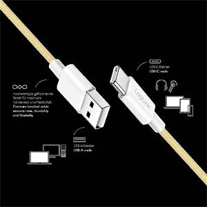 LogiLink USB 2.0 Kabel USB-A zu USB-C 0,5m 60W nylon gelb (CU0332), Bild 2
