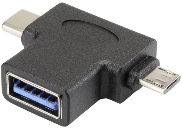 Renkforce USB 3.2 Gen 1 Adapter 2-in-1 USB-C/Micro-B auf USB-A, OTG, vergoldet (RF-4541490), Bild 2