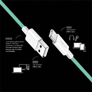 LogiLink USB 2.0 Typ-A zu Typ-C Kabel, Nylon, 60W, grün, 0,5m (CU0326), Bild 2