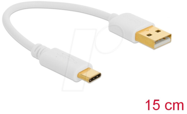DeLock USB-Kabel Typ-A zu Typ-C 0,15m weiß (85355)