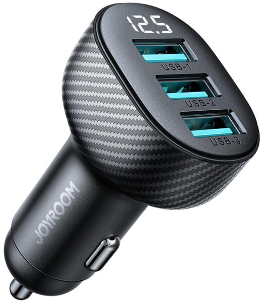 Joyroom JR-CCD03 Kfz-Ladegerät 3x USB-A 3,4A Digitalanzeige, schwarz (JR-CCD03)