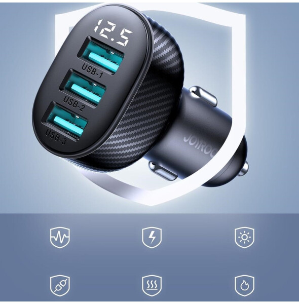 Joyroom JR-CCD03 Kfz-Ladegerät 3x USB-A 3,4A Digitalanzeige, schwarz (JR-CCD03), Bild 14