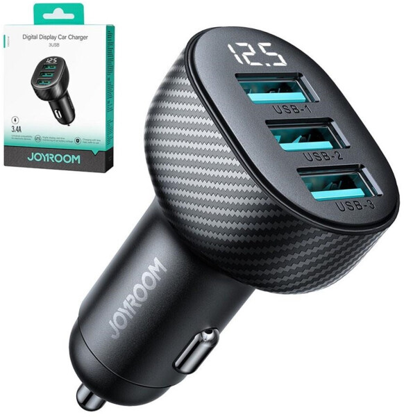Joyroom JR-CCD03 Kfz-Ladegerät 3x USB-A 3,4A Digitalanzeige, schwarz (JR-CCD03), Bild 6