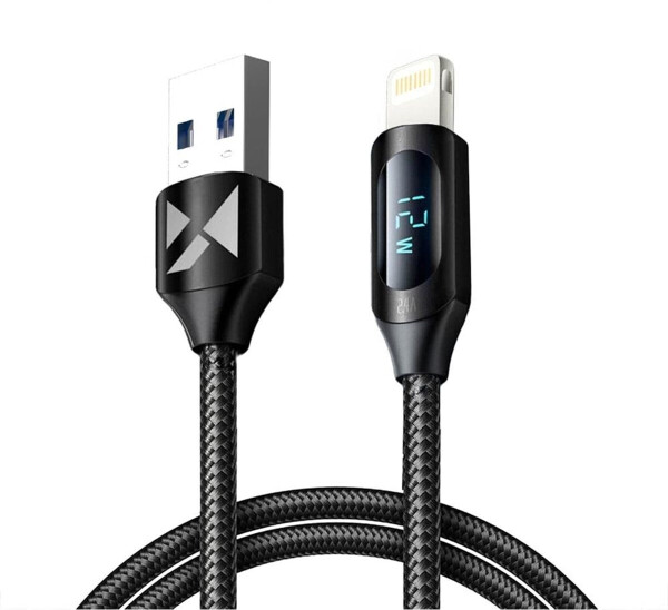 Wozinsky WUALC1 USB-A-zu-Lightning-Kabel mit LED-Anzeige 2,4A 1m, schwarz (WUALC1)