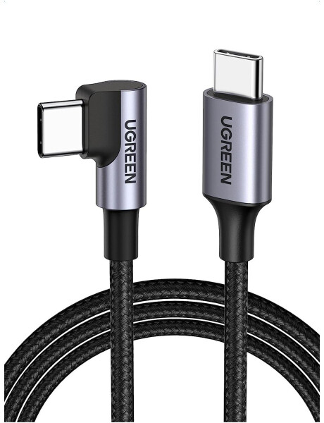 Ugreen USB-C-Kabel PD 60W, 90°-Winkelstecker, Nylongeflecht, 2m (50125), Bild 2