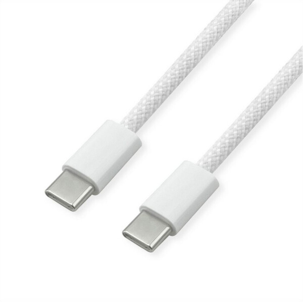 Value USB-C auf USB-C Kabel USB 2.0, 60W, 1m, weiß, Textilmantel (11.99.8340)