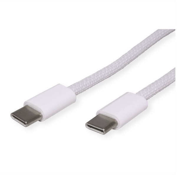 Value USB-C auf USB-C Kabel USB 2.0, 60W, 1m, weiß, Textilmantel (11.99.8340), Bild 3