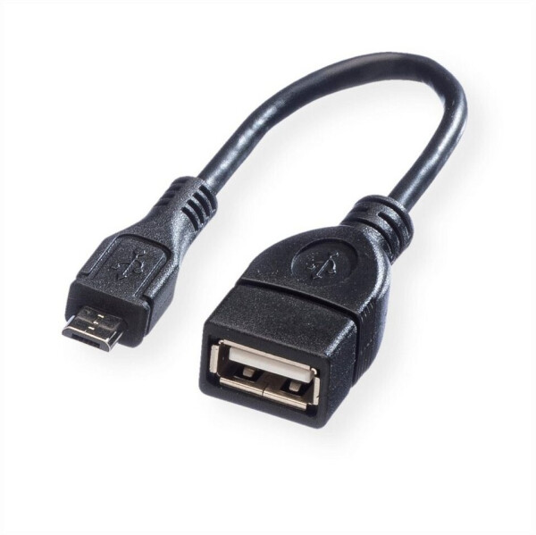 Value USB 2.0 Kabel Micro-B Stecker auf USB-A Buchse, 0,15m, schwarz (11.99.8311)