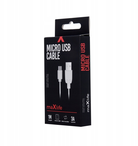 Maxlife Micro-USB-Kabel 1m 3A, weiß, Bild 3
