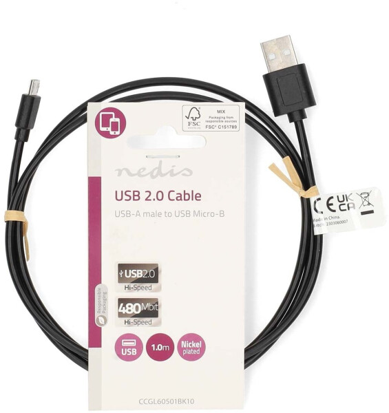 Nedis USB-Kabel Micro-B 2.0 1,00m schwarz (CCGL60501BK10), Bild 3