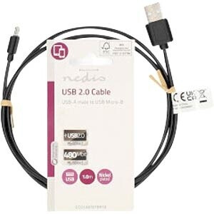 Nedis USB-Kabel Micro-B 2.0 1,00m schwarz (CCGL60501BK10), Bild 4