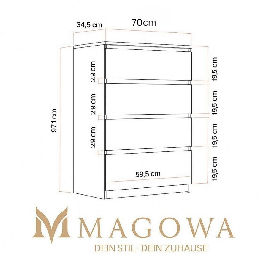 Top E Shop Malwa M4 Kommode mit 4 Schubladen, weiß/rosa, 97x70x40cm ab 139,99 € (Oktober 2026)