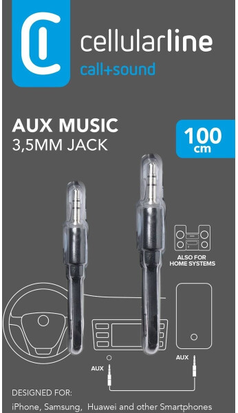 Cellular Line Aux Music Audiokabel 3,5mm Klinke auf 3,5mm Klinke, 100cm, schwarz, Bild 4