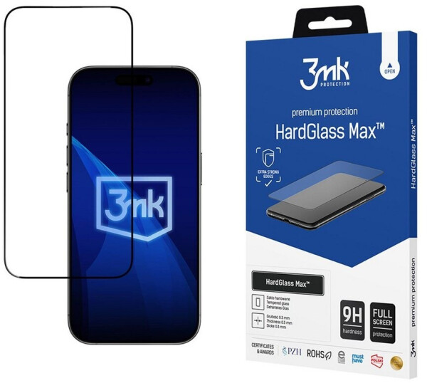 3mk HardGlass Max Displayschutzglas, schwarz, für iPhone 17 Air