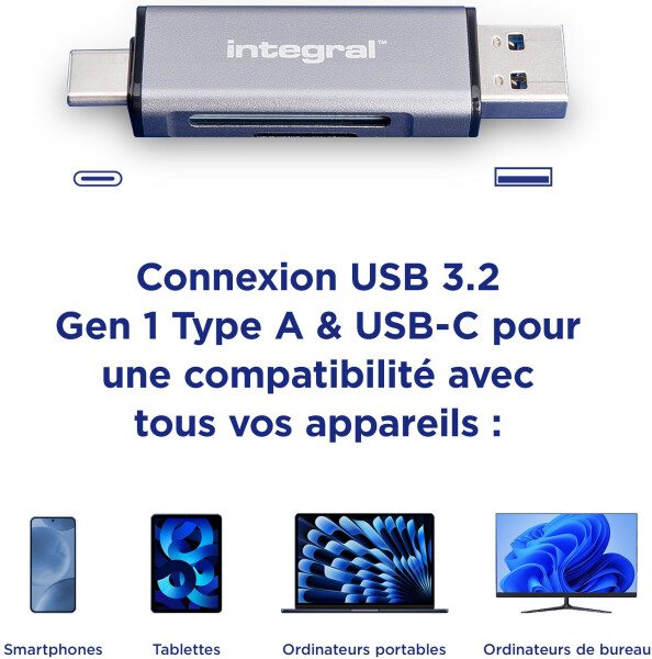 Integral Cardreader Duo SD/microSD USB 3.2 Type-A & Type-C (INCRUSB3.2ACSDMSDR), Bild 2