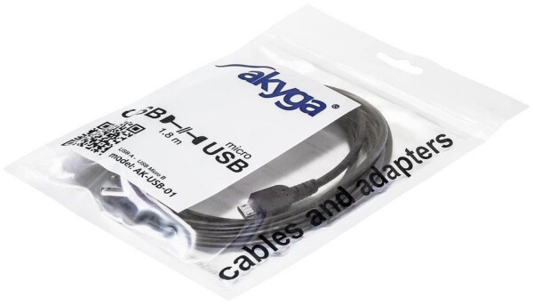 Akyga USB-Kabel USB-A auf Micro-B 1,80m, schwarz (AK-USB-01), Bild 3