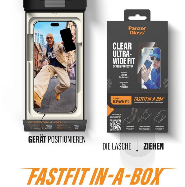 PanzerGlass Displayschutz iPhone 17 Pro / 18 Pro Ultra-Wide Fit FastFit (PG56343), Bild 4