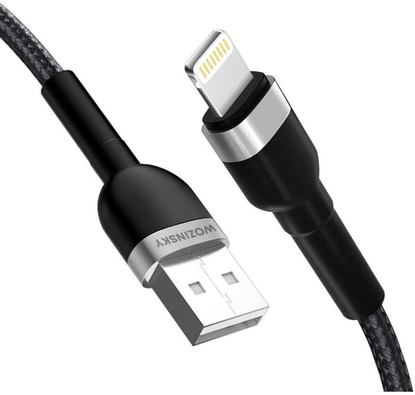 Wozinsky Geflochtenes USB-A auf Lightning Kabel 2,4A 1m, schwarz (hp_1025140), Bild 2