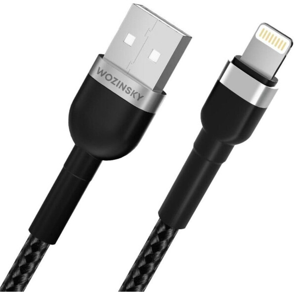 Wozinsky Geflochtenes USB-A auf Lightning Kabel 2,4A 1m, schwarz (hp_1025140), Bild 3