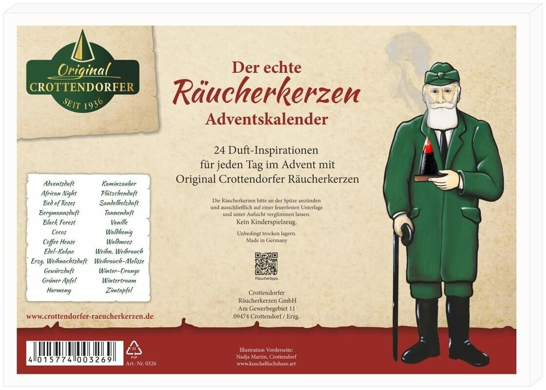Crottendorfer Räucherkerzen Adventskalender 2026 ab 12,50 € (Oktober 2026)