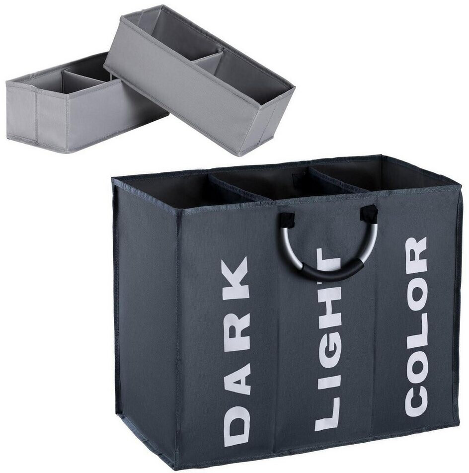LuxusKollektion Wäschesortierer 3 Fächer 90L & 2 Stoffboxen, faltbar, dunkelgrau ab 66,99 € (Oktober 2026)