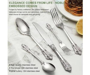 LuxusKollektion Besteck-Set 30-teilig, Edelstahl, silber, geprägte Griffe, für 6 Personen ab 115,99 € (Oktober 2026)