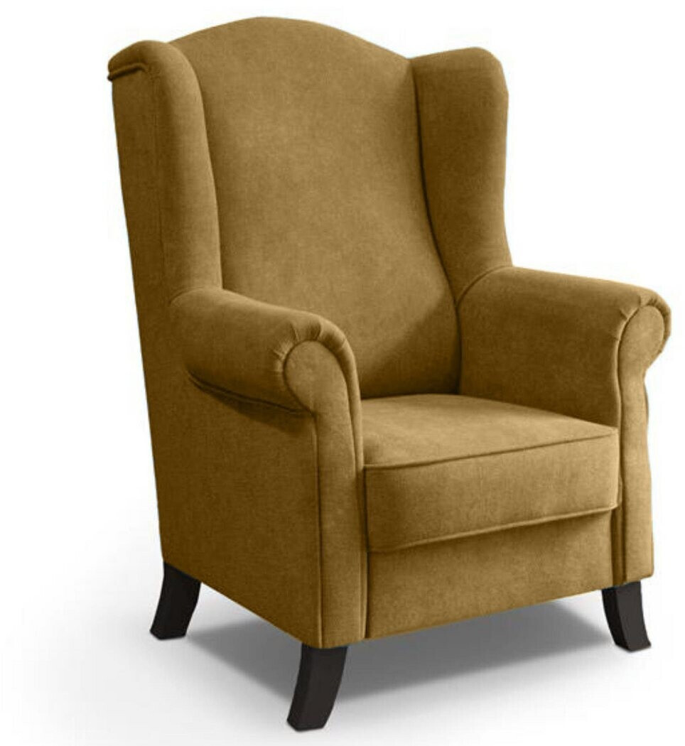 Beautysofa Leonardo Ohrensessel Plüsch, senfgelb, Holzbeine Wenge (800000858648) ab 349,00 € (Oktober 2026)