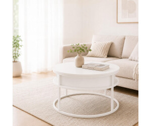Relaxdays Couchtisch rund mit Liftfunktion & Stauraum, MDF & Metall, weiß, 47x80cm ab 71,99 € (Oktober 2026)