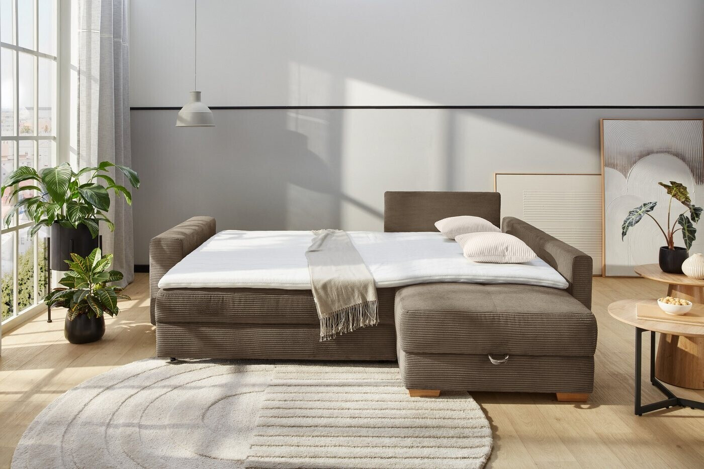 luma-home Ecksofa-Dauerschläfer Boxspring Federkern Cord, braun/taupe, 257x206cm (15210) ab 1.799,00 € (Oktober 2026)