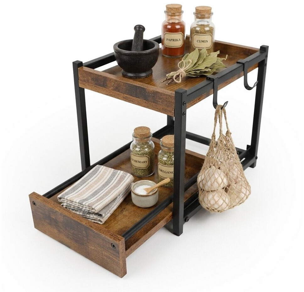 Relaxdays Gewürzregal 2 Ebenen mit Haken, vintage-braun/schwarz ab 17,27 € (Oktober 2026)