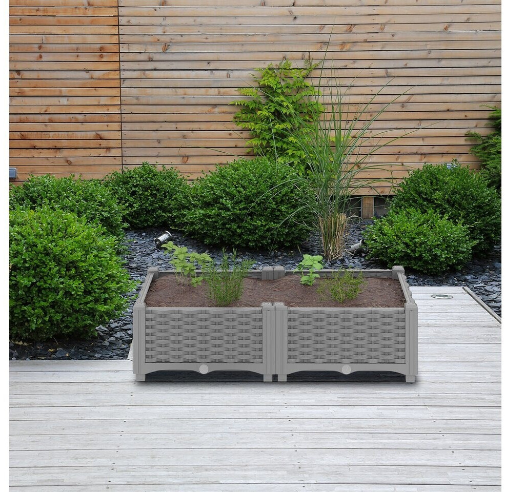Relaxdays Pflanzkübel Rattan-Optik, quadratisch, 38x40x40cm, grau, Wasserspeicher (10050771_1702) ab 23,99 € (Oktober 2026)