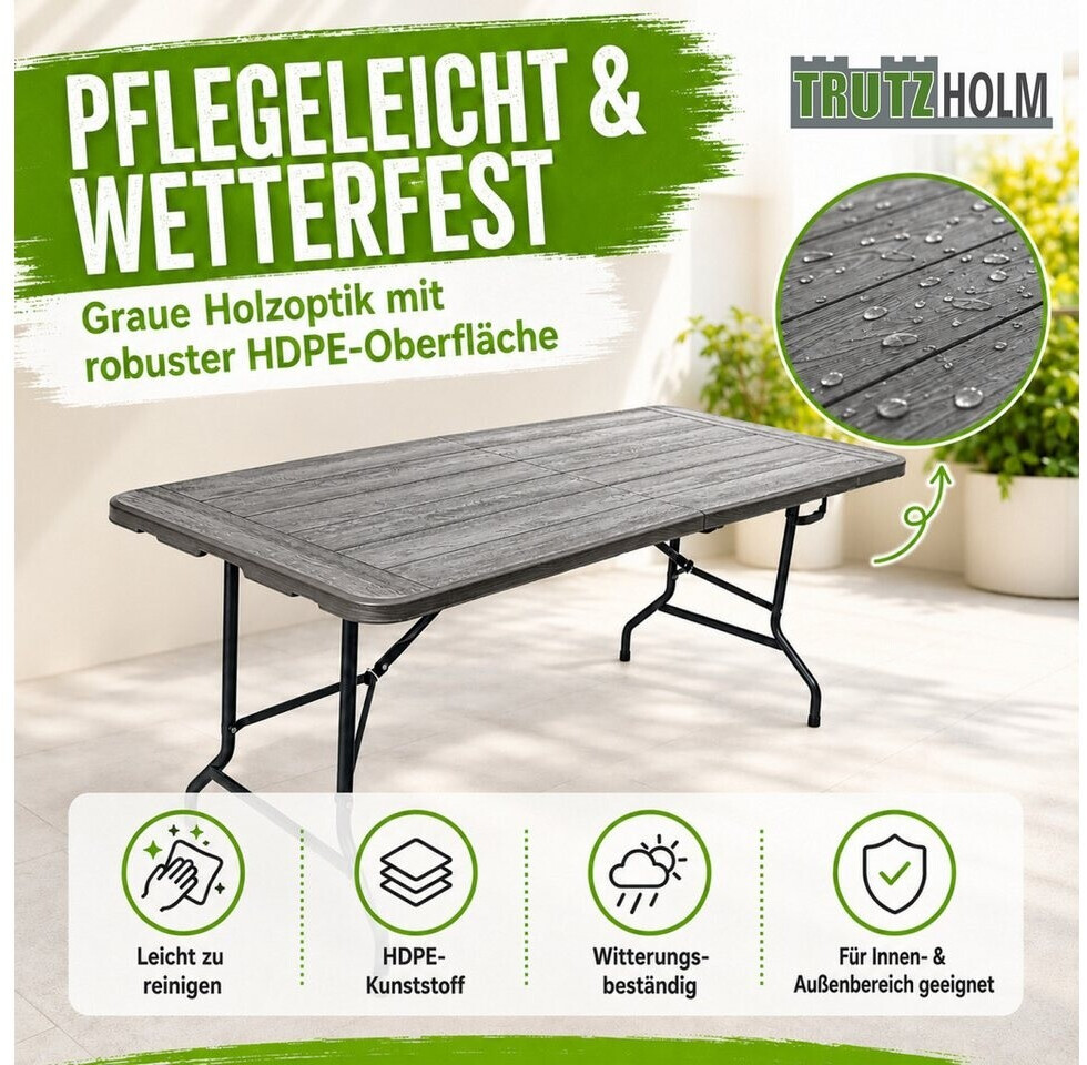 Trutzholm Klapptisch Holzoptik grau 180x75cm (3970) ab 69,99 € (Oktober 2026)
